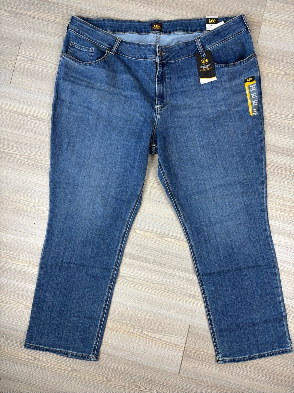 Lee Dark Blue Stretch Straight Leg Mid Rise Jeans